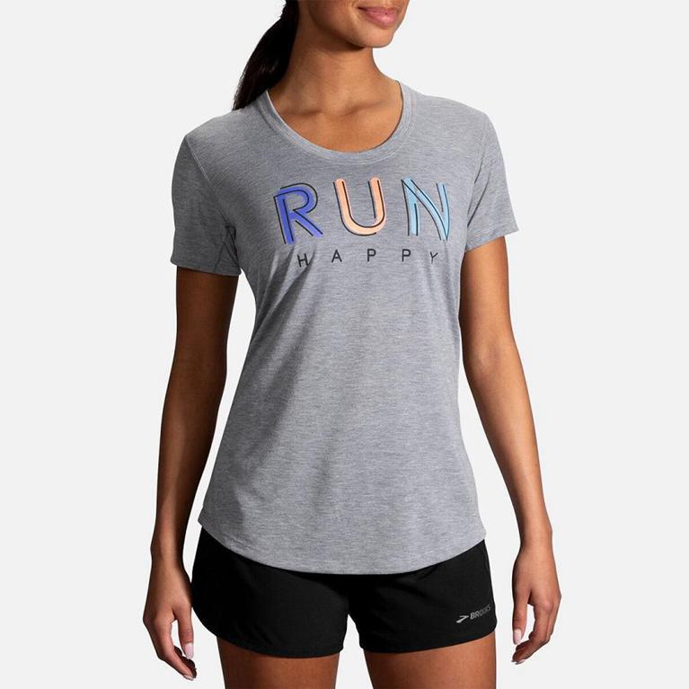 Brooks Distance Graphic - Womens Running Tank Top - Grey (36497GZNV)